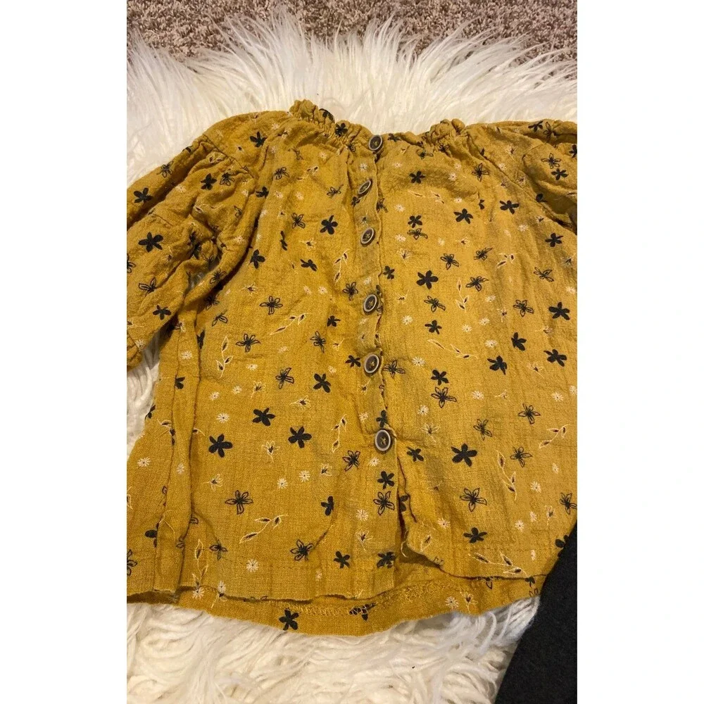 Size 4 Jessica Simpson mustard and charcoal grey floral shit outfit